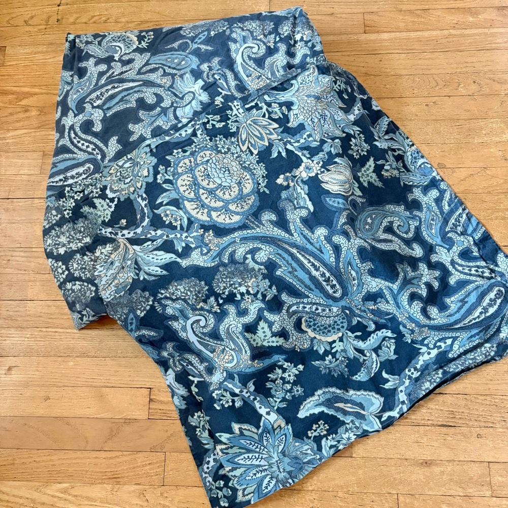 Pottery Barn Bristol King Size Navy Blue Paisley Cotton Duvet Cover & Sham
